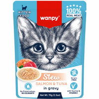 Wanpy Stew Salmon & Tuna in gravy Kitten Pouch (70gm)