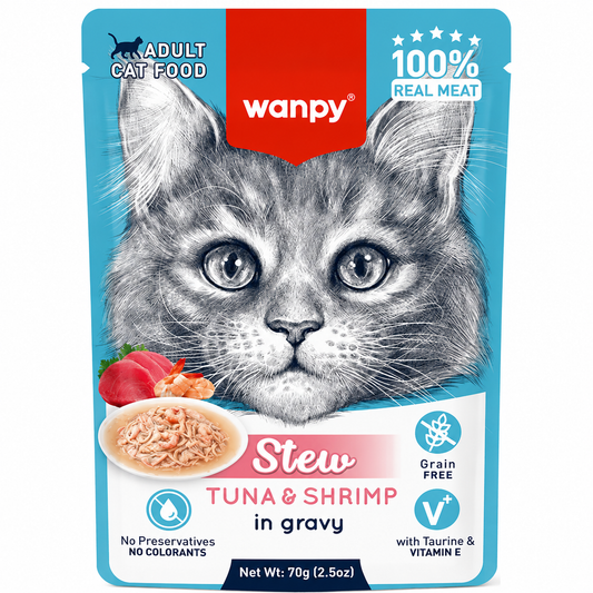 Wanpy Stew Tuna & Shrimp in gravy Adult Cat Pouch (70gm)