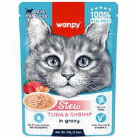 Wanpy Stew Tuna & Shrimp in gravy Adult Cat Pouch (70gm)