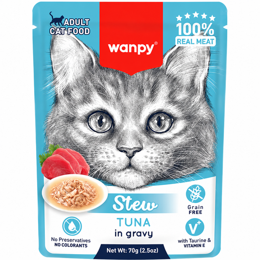 Wanpy Stew Tuna in gravy Adult Cat Pouch (70gm)