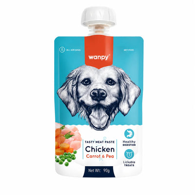 Wanpy Tasty Meat Paste Chicken Carrot & Pea Dog Food 90g