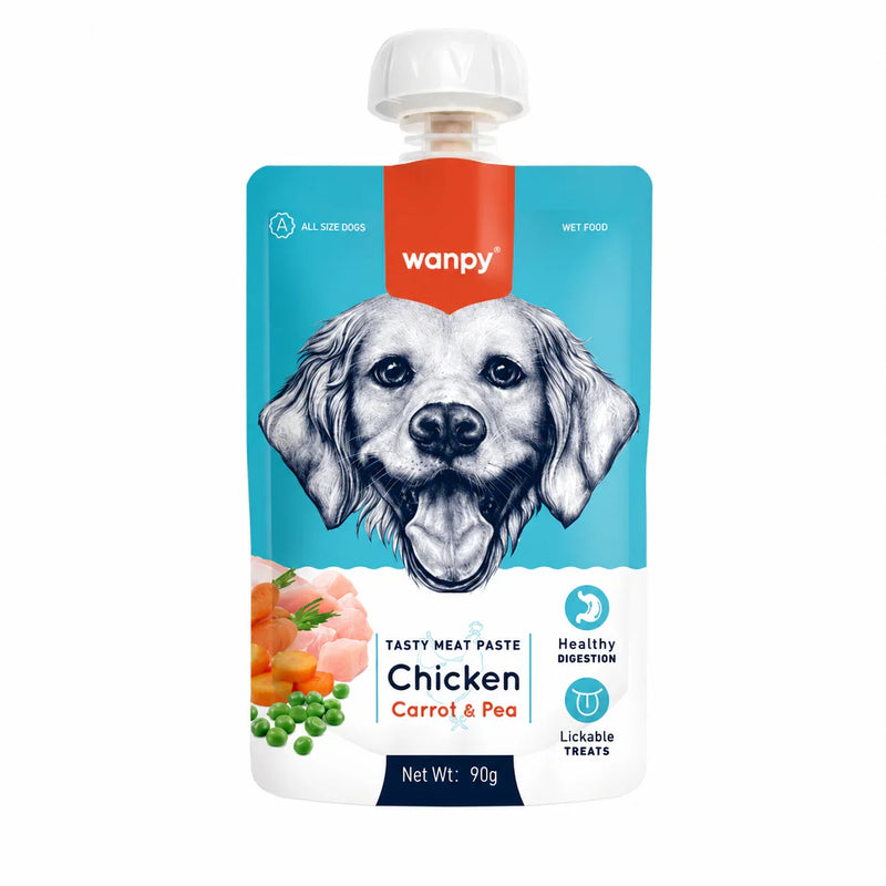 Wanpy Tasty Meat Paste Chicken Carrot & Pea Dog Food 90g