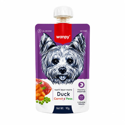 Wanpy Tasty Meat Paste Duck Carrot & Pea Dog Food 90g