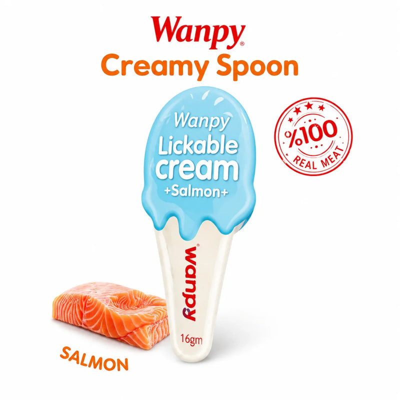Wanpy Lickable Creamy Spoon Cat Treat Salmon 16gm 1pcs