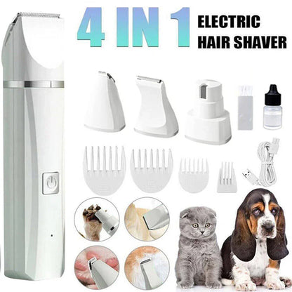 4-in-1 Pet Hair Remover Electric Silent Cat Dog Shaver Professional Pet Foot Hair Trimmer Dog Grooming Clippers