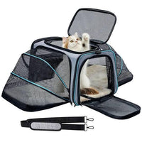 Pet Carrier Airline Approved, Expandable Foldable Soft-Sided Dog Carrier, with 2 Expandable Mesh Windows, Pet Travel Bag