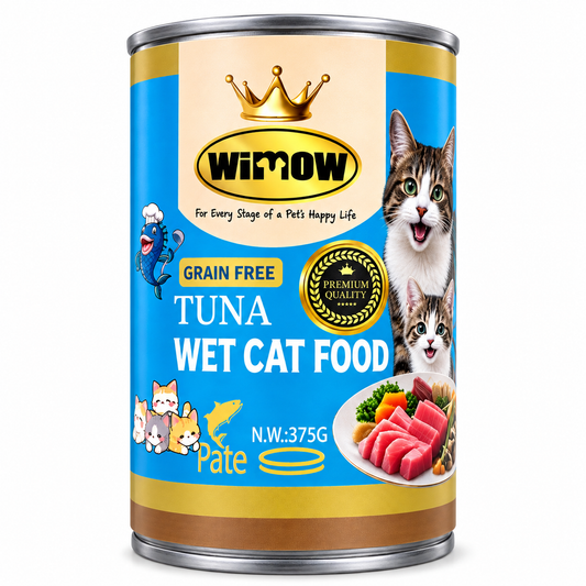 WiMOW Tuna Wet Cat Food 375g – Grain Free Tuna Pate Can