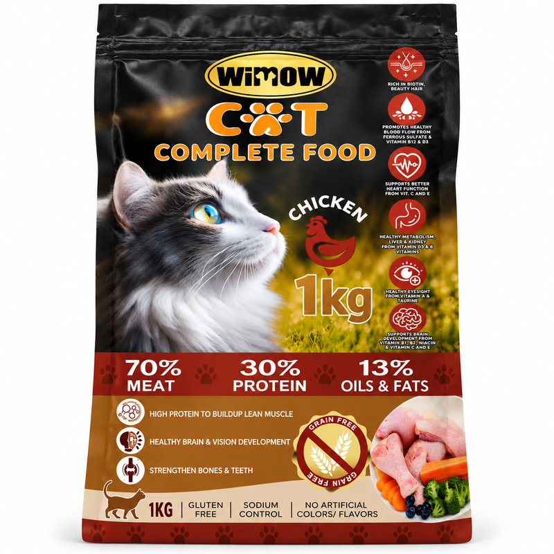 WiMOW Grain Free Cat Dry Food – Chicken 1kg