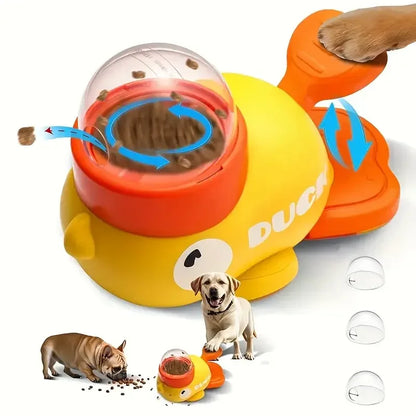 Durable Plastic Duck-Shaped Interactive Dog Treat Dispenser Toy - Mental Stimulation Snack Dispensing Puzzle Feeder with Transparent Window, Puppy Training & Cognitive Development