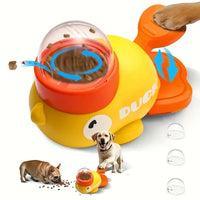 Durable Plastic Duck-Shaped Interactive Dog Treat Dispenser Toy - Mental Stimulation Snack Dispensing Puzzle Feeder with Transparent Window, Puppy Training & Cognitive Development