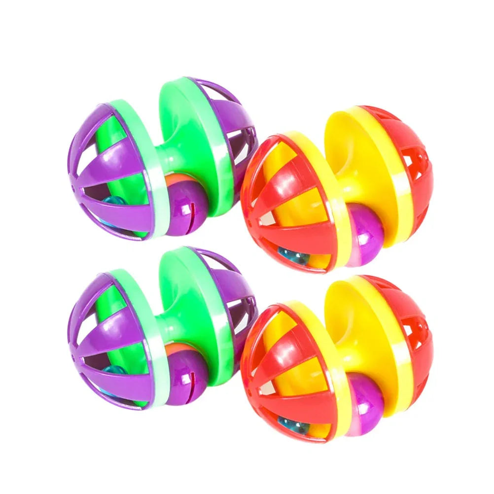 Flmtop Pet Cat Kitten Dumbbell Bell Ball Scratch Training Game Interactive Playing Toy Random Color
