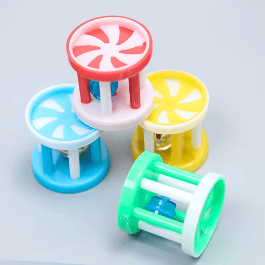 Cat Ball-Pet Ball Toy, Plastic Ringing Roller Toys, Cylinder Shape Teasing Toys for Pet Chasing Hunting Sport（Random Color)