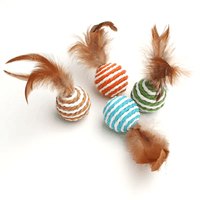 Cat Toy Ball Feather Sisal Ball Cat Toy Rustling Cat Ball Cat Self Hi Toy Rope Paper Ball Random Color