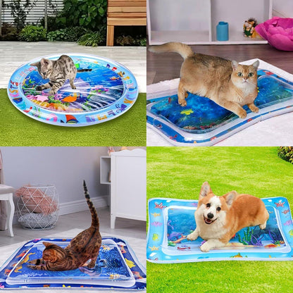 Cat Water Bed | Water Bed for Cats | Cat Sensory Water Mat | Pet Water Sensory Mat | Water Sensory Mat Cat | Dog Water Play Mat | Tummy Time Water Mat with Fish Cat Activity Play Mat