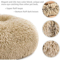 Round Pet bed, Plush Soft Washable Self-Warming Calming Dog Bed Donut Cuddler Round Dog Bed Comfortable for Sleeping in Winter(Beige,67cm)