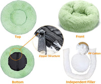 Cat Bed, Washable, Fluffy, Mint Green, Round Dog Bed, Dog Cushion, Soft Plush Doughnut Pet Bed for Cats, Dogs, Soft, Warm Pet Sofa (60 cm)