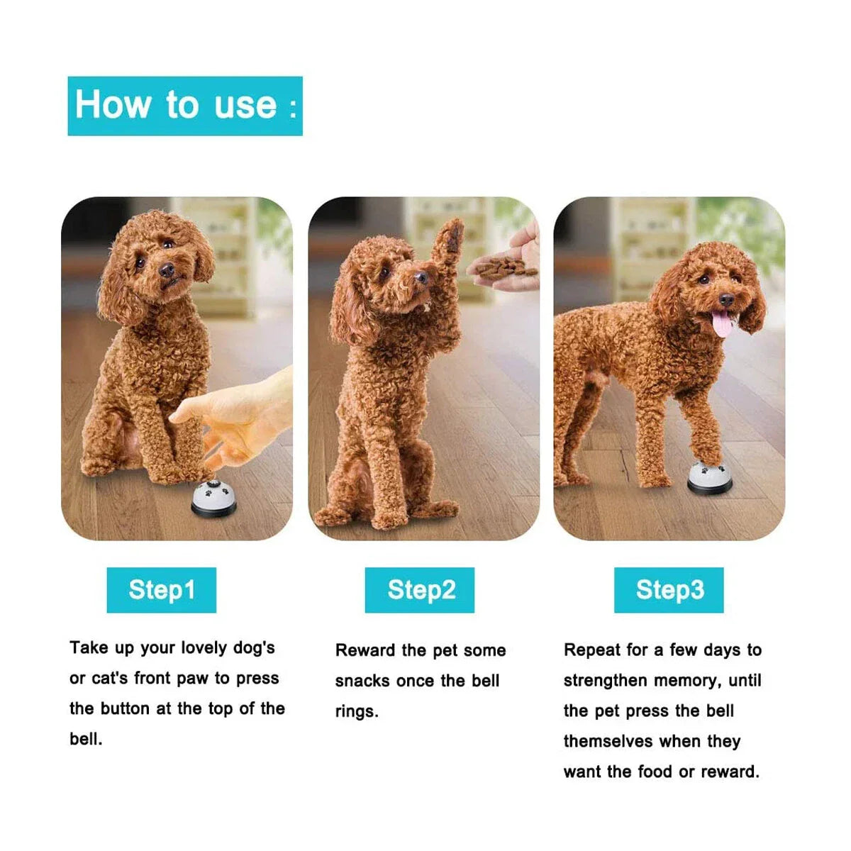 Cat Dog Feeding Dinner Bell Toy Pet Training Ring Bell Educational Toy Pet Training