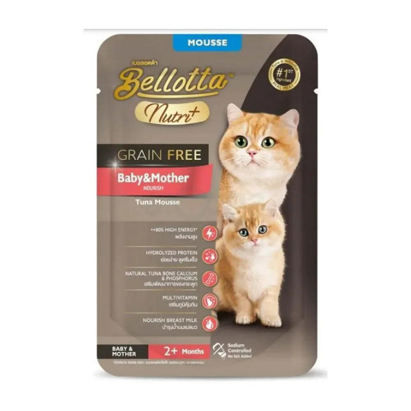 Bellotta Nutri Plus, Grain Free Pouch Baby, & Mother Tuna Mousse, 70g