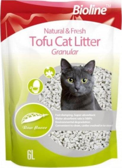 Bioline Natural and Fresh Tofu Cat Litter Granular Raw Flavour Flushable 6 Litre
