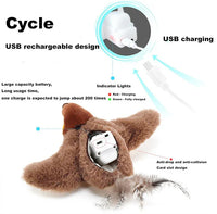 Pet Cat Interactive Toys, Rechargeable Chirping Flapping Bird (no Flying) with Catnip for Indoor Cats, Touch Activated Plush Toys