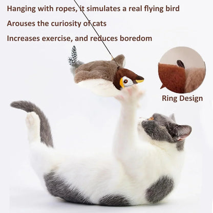 Pet Cat Interactive Toys, Rechargeable Chirping Flapping Bird (no Flying) with Catnip for Indoor Cats, Touch Activated Plush Toys