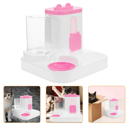 Convenient Cat Water Fountain With Food Bowl Automatic Pet Water and Food Feeder, Food Bowl, Without Battery
