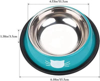Cat Bowls for Food and Water Cat Dishes Stainless Steel PET Food Bowls 7 oz Anti Slip Metal PET Bowl with Removable Rubber Base 1pcs