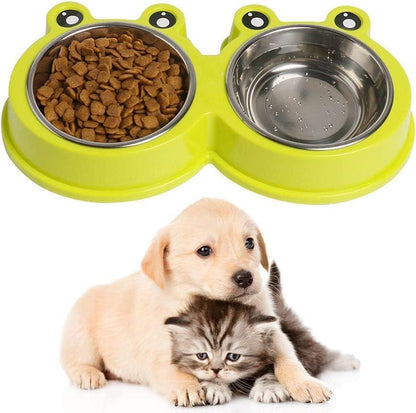 Stainless Steel Cat Food Bowls Pet Bowl with Rubber Base Small Cat Dog Bowl with Cute Cats Painted Cat Water Bowls Non-Slip