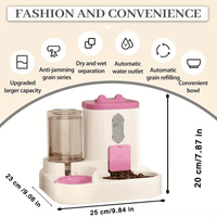 Convenient Cat Water Fountain With Food Bowl Automatic Pet Water and Food Feeder, Food Bowl, Without Battery