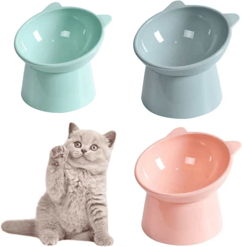 Cat Bowls, Cat Anti Vomit Food Bowl, 15 Degree Raised Anti Tip Pet Bowl for Water and Protecting Spine