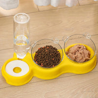 BAGESHWAR Balaji Double Bowl Dog Cat Feeder Auto Removable for Pet Watering Bowl Dispenser Yellow