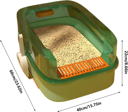 LHX Cat Litter Box Extra Large Fully Open Cat Toilet Semi-enclosed Cat Litter Box Suitable for Large and Multiple Cats Easy to Clean High Wall Side Cover Cat Litter Box 40 * 60 * 22cm,