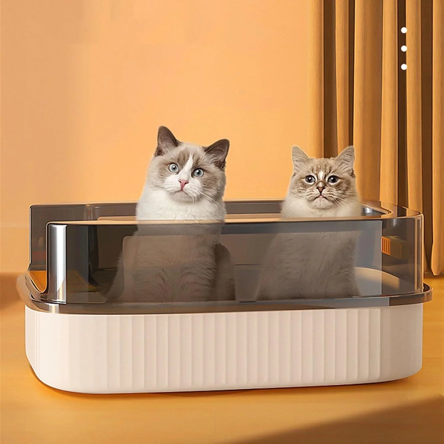 LHX Cat Litter Box Extra Large Fully Open Cat Toilet Semi-enclosed Cat Litter Box Suitable for Large and Multiple Cats Easy to Clean High Wall Side Cover Cat Litter Box 40 * 60 * 22cm,