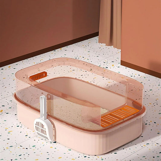 LHX Cat Litter Box Extra Large Fully Open Cat Toilet Semi-enclosed Cat Litter Box Suitable for Large and Multiple Cats Easy to Clean High Wall Side Cover Cat Litter Box 40 * 60 * 22cm,