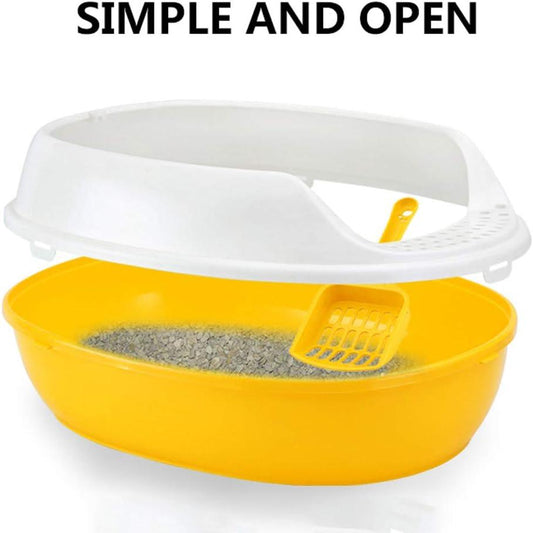 Medium Cat Litter Tray Open Anti-Splash Semi-Closed Cat Litter Box For Young Cats Kitten Litter Box