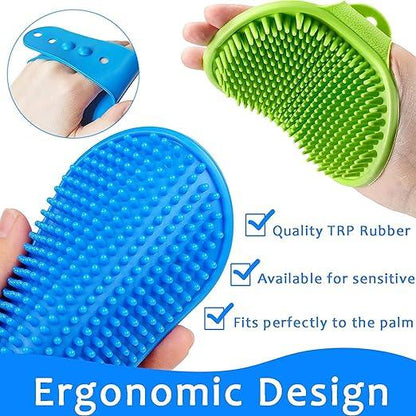Dog Grooming Brush, Premium Pet Bath Brush, Soothing Massage Rubber Comb, Adjustable Ring Handle, Random Color