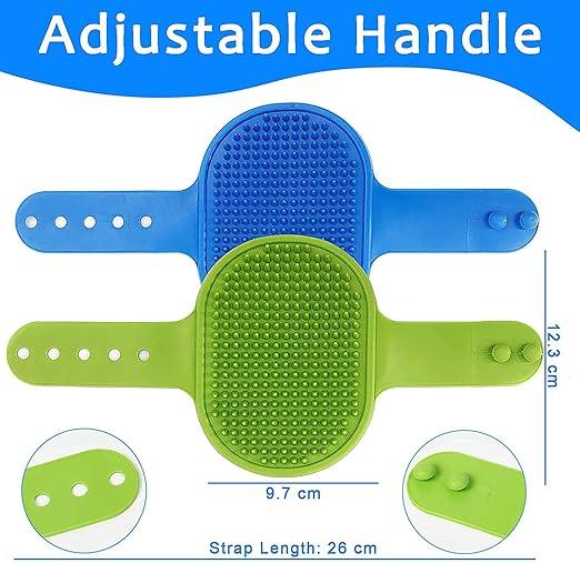 Dog Grooming Brush, Premium Pet Bath Brush, Soothing Massage Rubber Comb, Adjustable Ring Handle, Random Color