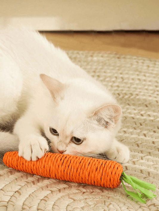 1pc Cat Toys, Pet Chew Toys, Cute Interactive Cat Toy with Carrot-Shaped Paper Rope, Stress Relief Bell, Durable