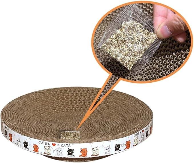 Cat Scratcher Lounge Bed, Cat Bed Cardboard, Round Scratching Board for Indoor Cat Mat (40cm)