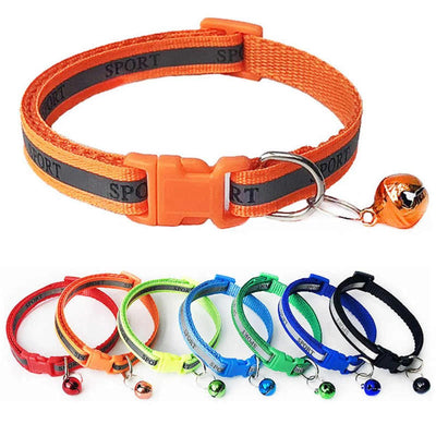 Cat Collar, Reflective Cat Collar with Safety Clasp and Bells, Adjustable Cat Collar Color Random