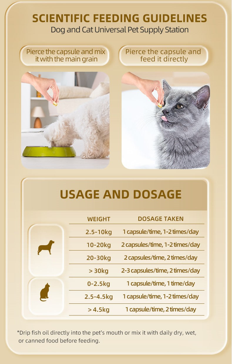 Omega-3 Fish Oil Deep Sea Fish  1200mg Capsules Softgel Enhancement of Immunity for Cats and Dogs