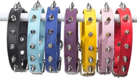Spike Dog Collar with Spikes, Adjustable Rivet Dog Collar, Genuine Leather Spiked Studded Dog Pet Collars for Cats Puppies Small Medium Large Dogs