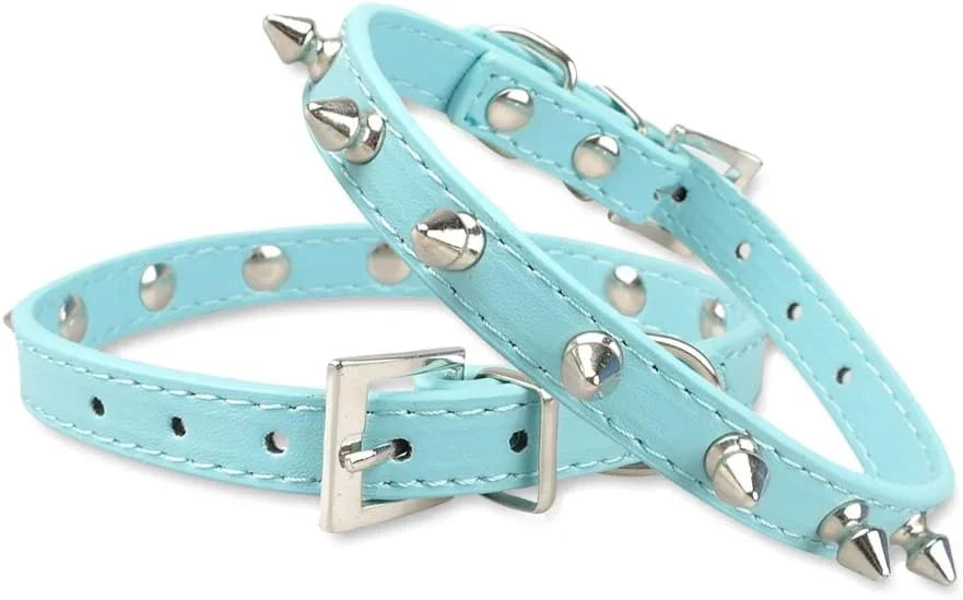 Spike Dog Collar with Spikes, Adjustable Rivet Dog Collar, Genuine Leather Spiked Studded Dog Pet Collars for Cats Puppies Small Medium Large Dogs
