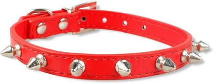 Spike Dog Collar with Spikes, Adjustable Rivet Dog Collar, Genuine Leather Spiked Studded Dog Pet Collars for Cats Puppies Small Medium Large Dogs