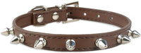 Spike Dog Collar with Spikes, Adjustable Rivet Dog Collar, Genuine Leather Spiked Studded Dog Pet Collars for Cats Puppies Small Medium Large Dogs