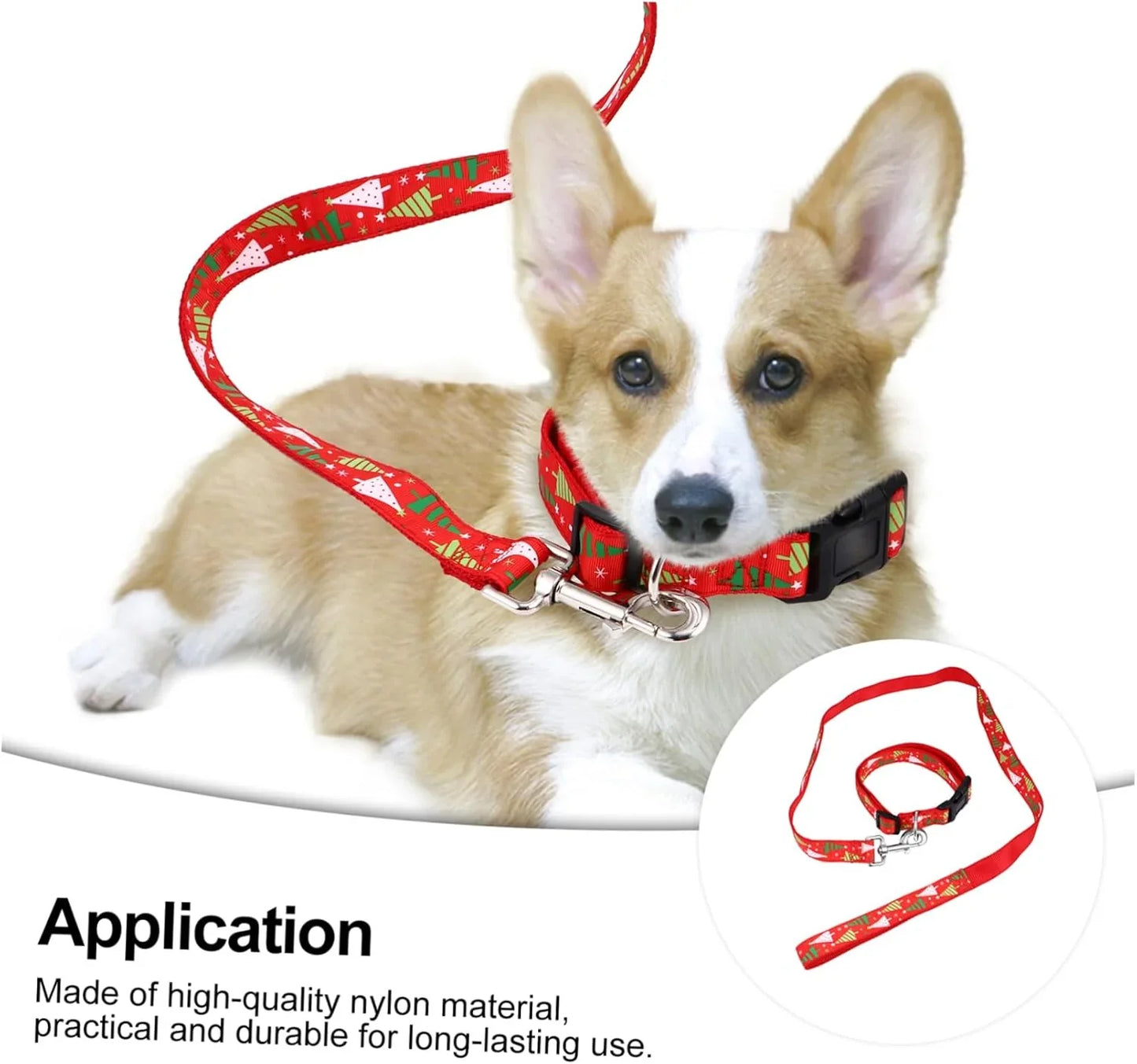 WOONEKY Dog Christmas Collar Pulling Rope Pet Christmas Collar, Random Colors