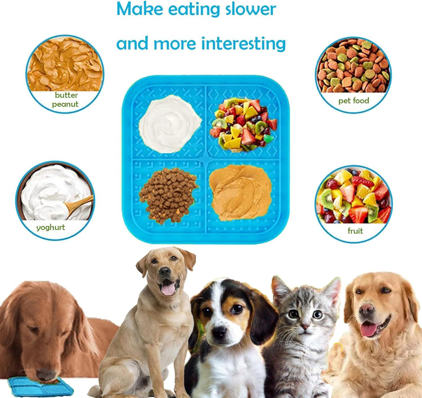 Lick Mat for Dogs Cat Slow Feeder Silicone Licking Pads with Suction Cups for Pet Boredom & Anxiety Relief Nail Trimming Bathing Grooming (5.9‘’)
