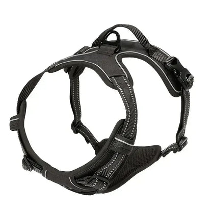 Dog Large Harness, No Pull Dog Harness Reflective Adjustable Soft Padded Pet Vest with Front & Back 2 Metal Leash Hooks, 2 Snap Buckles and Easy Control Handle