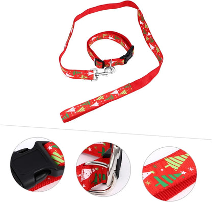 WOONEKY Dog Christmas Collar Pulling Rope Pet Christmas Collar, Random Colors