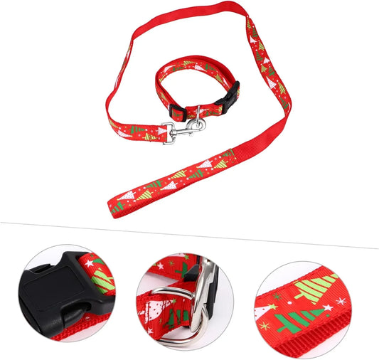 WOONEKY Dog Christmas Collar Pulling Rope Pet Christmas Collar, Random Colors